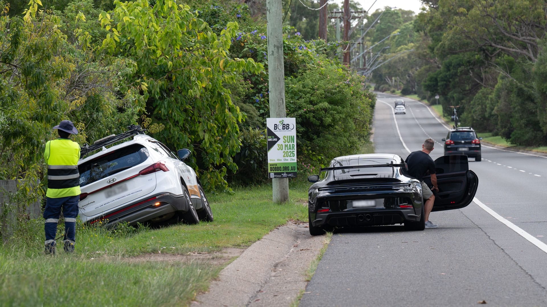 A Mobile Speed Camera Trap is Trapped in The Northern Beaches NSW in a ditch